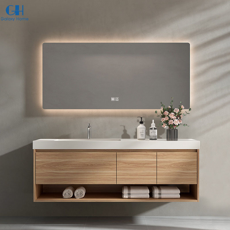 Luxury Fashion Design Wall Mount Solid Wood Bathroom Furniture Vanity Cabinet With Sink