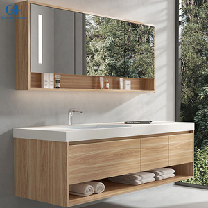 Luxury Fashion Design Wall Mount Solid Wood Bathroom Furniture Vanity Cabinet With Sink