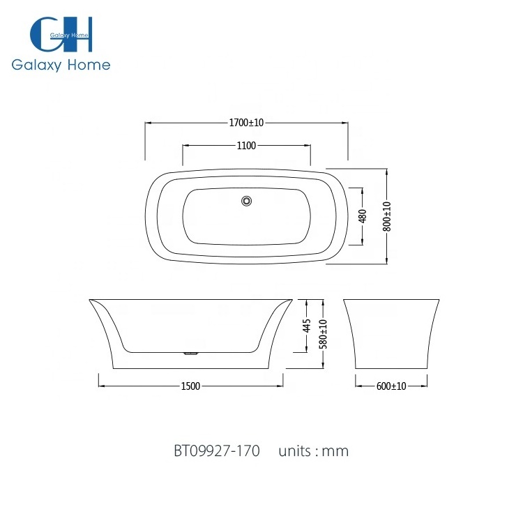 Hot Sale Modern Design Hotel Acrylic White Freestanding Bathroom Adult Bathtubs With Drainer