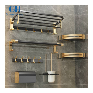 Hot Selling Fashion Light Luxury Punch-Free Wall Hanging Bath Towel Toilet Rack Bathroom Storage Rack