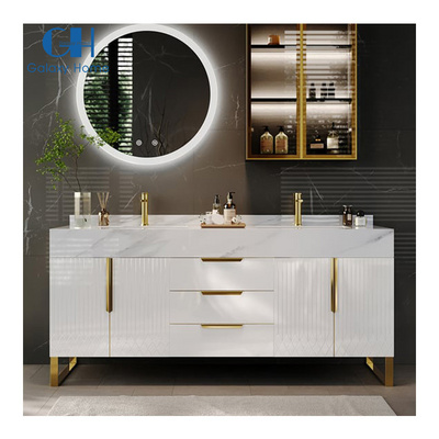 Modern Wooden Panel Bathroom Vanity Cabinet Furniture With Single and Double Sinks And Mirror Wash Basin For Hotel Bathroom