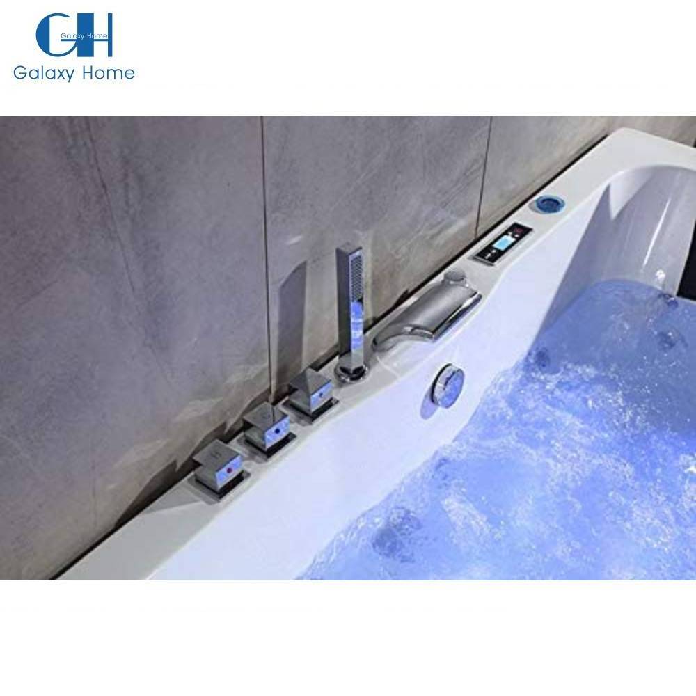 Surfing Design Freestanding Corner Air Jet Bubble Acrylic Corner Bathtub Hydro Soaking Tub Spa Massage Glass Whirlpool Bathtub