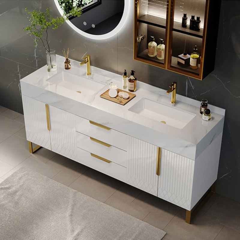 Modern Wooden Panel Bathroom Vanity Cabinet Furniture With Single and Double Sinks And Mirror Wash Basin For Hotel Bathroom