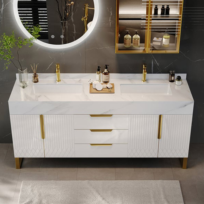 Modern Wooden Panel Bathroom Vanity Cabinet Furniture With Single and Double Sinks And Mirror Wash Basin For Hotel Bathroom