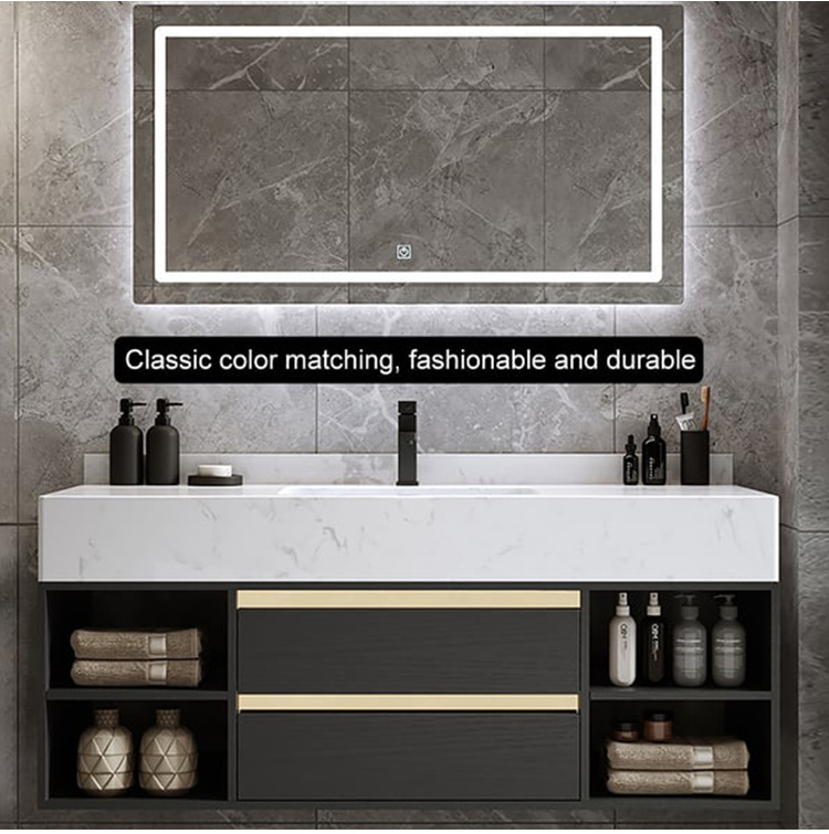 Cheap Custom Lights Sink Cabinet Vanity with Mirror Wash Basin For Hotel Bathroom Vanity