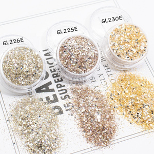 New Arrival High Flash Craft Golden Glitter Powder Chunky Mixed Nail Art PET Hexagonal Bulk Low MOQ Printed Materials