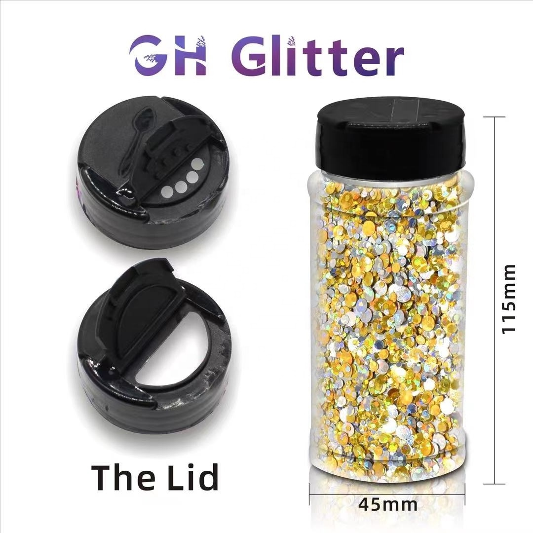 Hot Sale Subpackage Dot Chunky Mixed Glitter Powder 1mm 2mm 3mm Round oz Bottled Nail Art Starry Colors Sequin DIY Wholesale