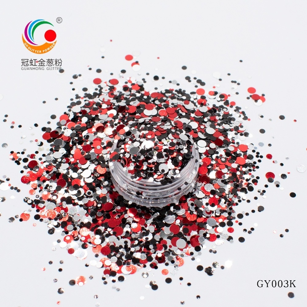 New Design Round Mix Glitter Factory Wholesale Bulk Polyester chunky Glitter Crafts Nail Art Decoration Glitter Powder