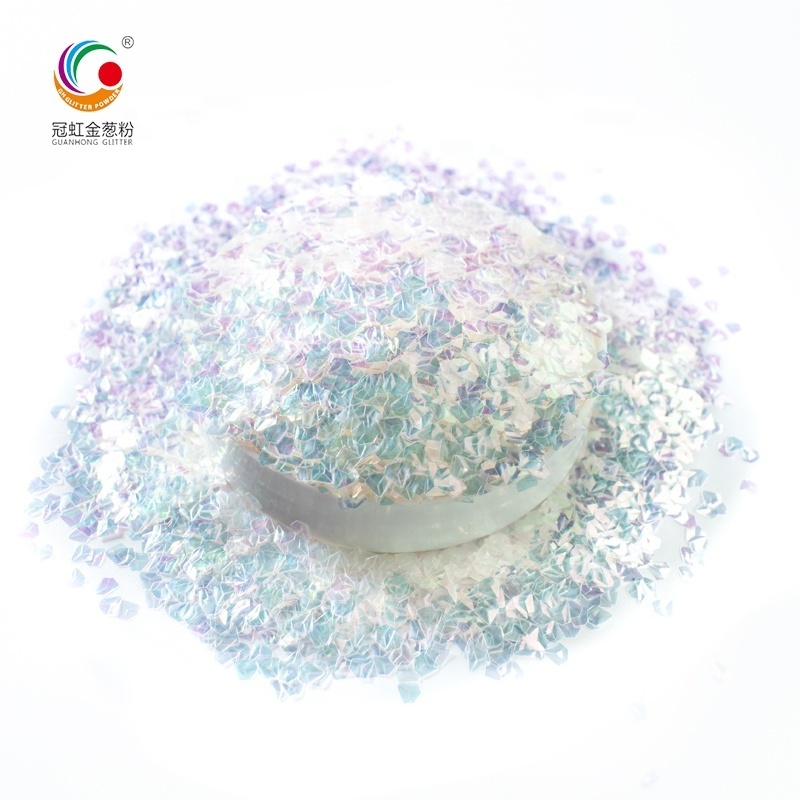 GH7100 Factory Wholesale Bulk PET 3D Diamond Rainbow Art Glitter Powder Fine Nail Cosmetic Material