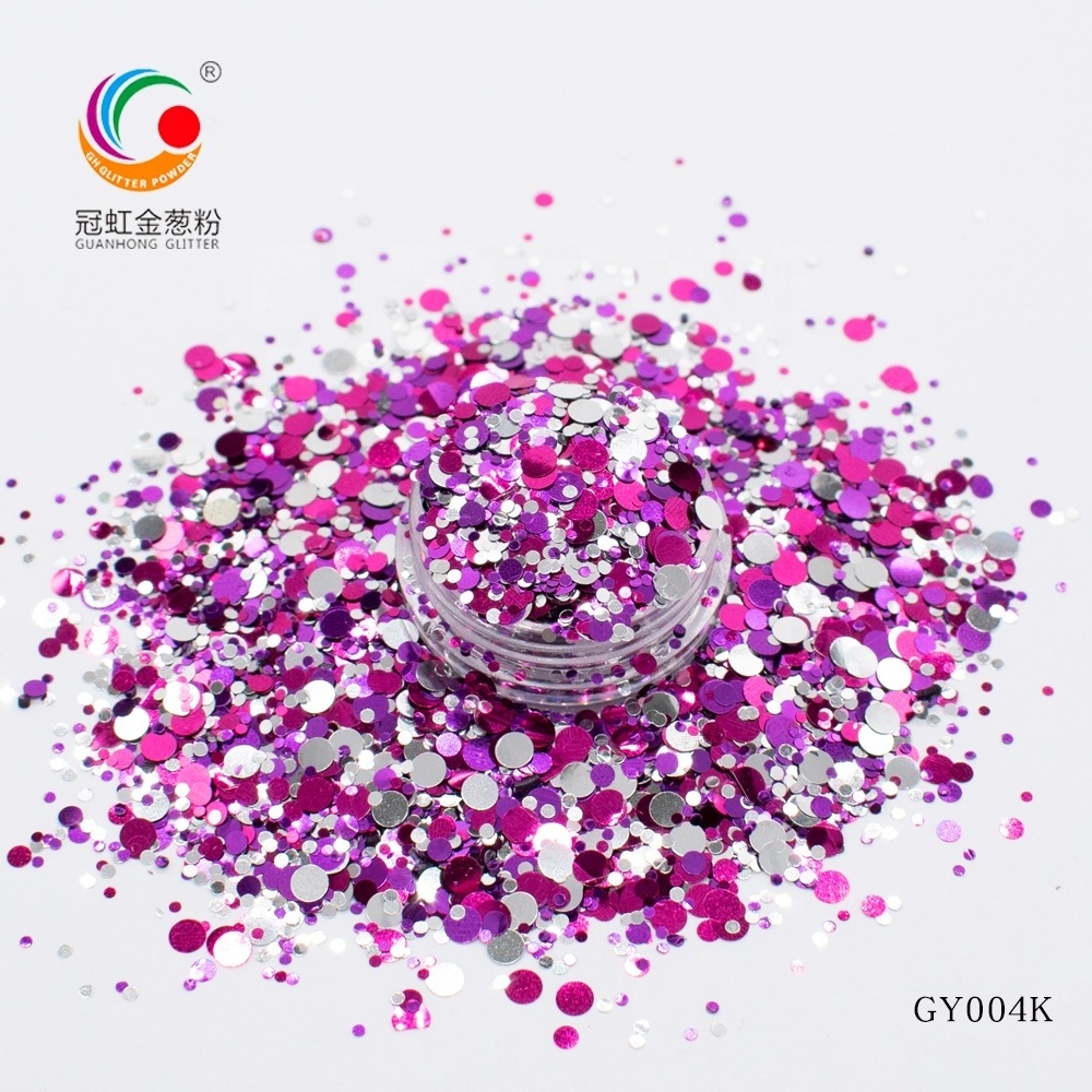 New Design Round Mix Glitter Factory Wholesale Bulk Polyester chunky Glitter Crafts Nail Art Decoration Glitter Powder