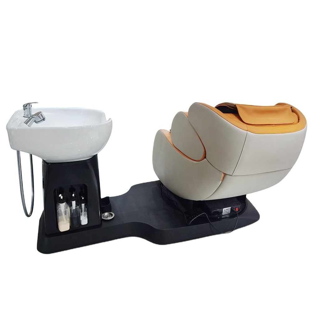 Wholesale barber spa massage chair Salon Furniture electric massage shampoo chair with basin