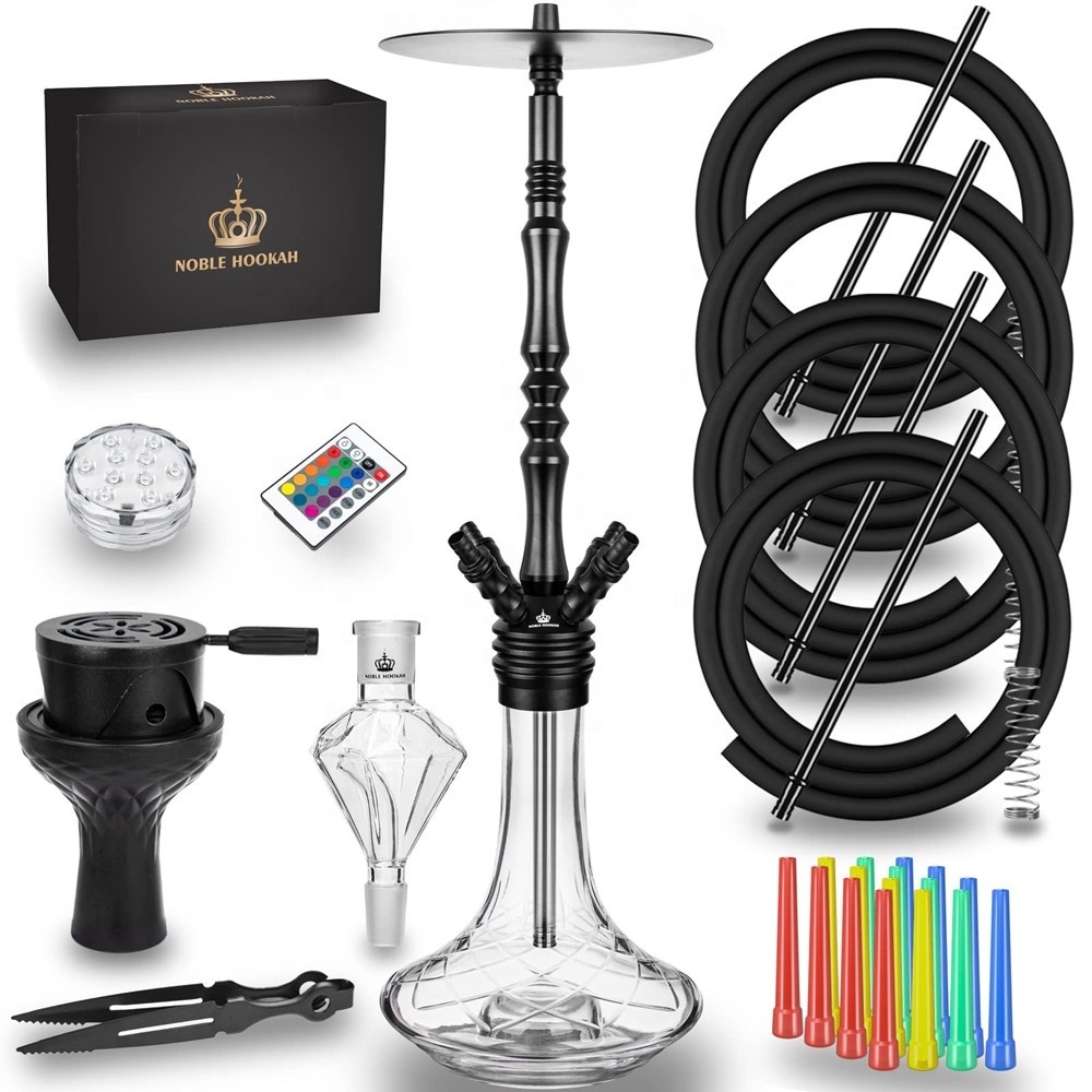 HOOKAH Set With Everything Portable Chicha Set With Hookah Accessories Aluminum LED Hookah