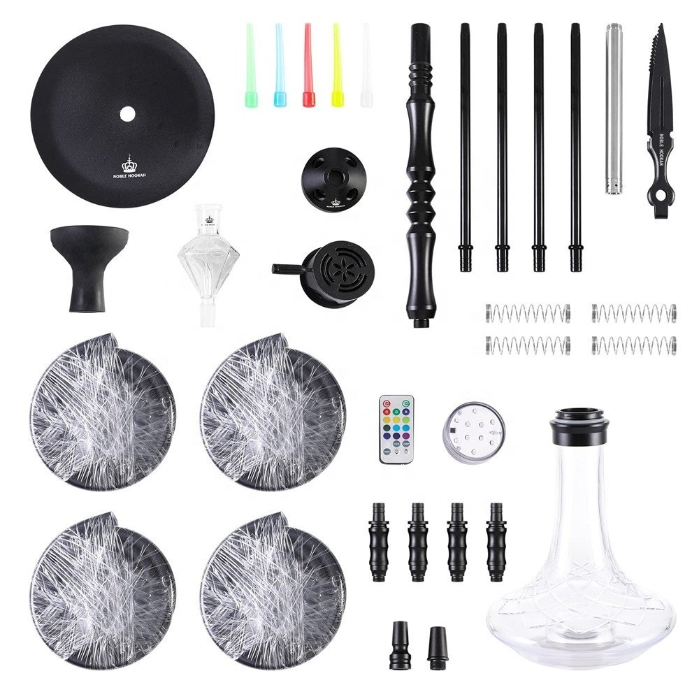 HOOKAH Set With Everything Portable Chicha Set With Hookah Accessories Aluminum LED Hookah