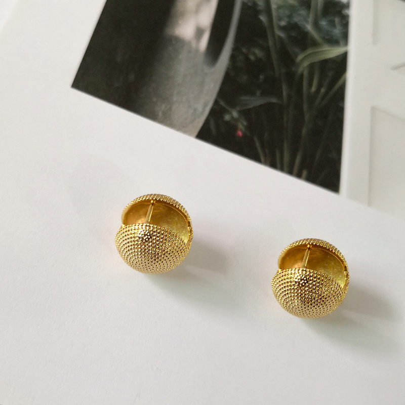 Round Ball Earrings for Women Textured Geometric Earrings Gold Silver Color Huggie Earrings Minimalist