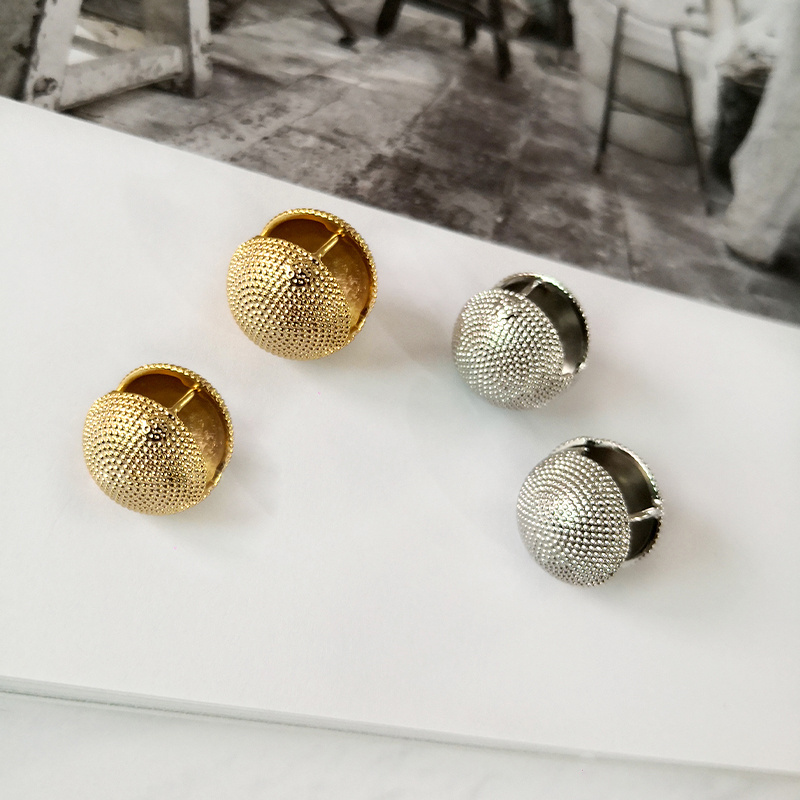 Round Ball Earrings for Women Textured Geometric Earrings Gold Silver Color Huggie Earrings Minimalist