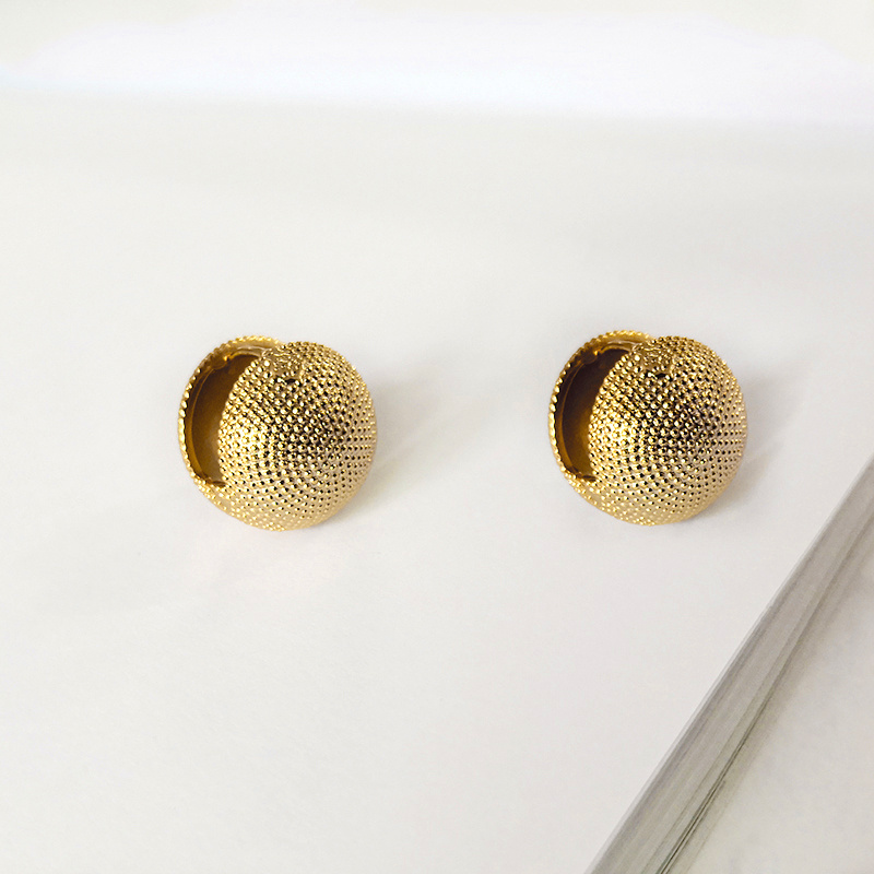 Round Ball Earrings for Women Textured Geometric Earrings Gold Silver Color Huggie Earrings Minimalist