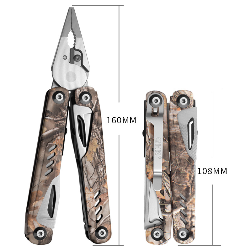 GHK High Quality Stainless Steel 17 in 1 Folding Multitool Pliers Multi Function Tool with Bit Driver