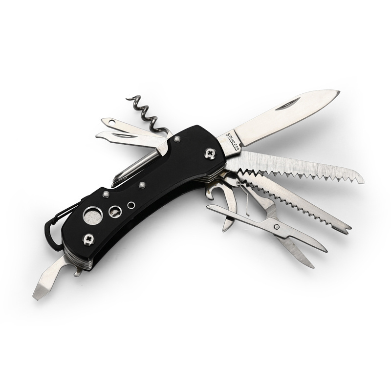 1MOQ Multi Knife With Carabiner Hook 420 Stainsteel Steel Multi Purpose Knife Swiss Engraved Pocket Knife