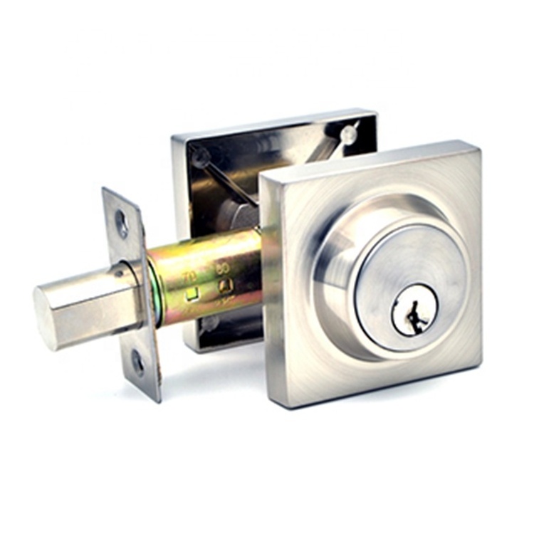 Door Lock Factory American Modern Style Square Single Cylinder Deadbolt Lock with 2 brass keys Door Lock