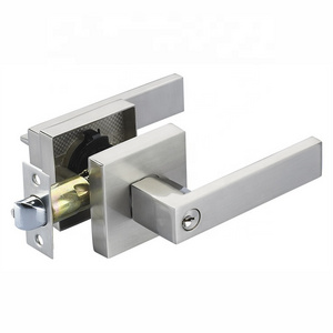 American Modern Style Square Rosette Door Handle Lock Zinc Alloy Heavy Duty Tubular Leverset