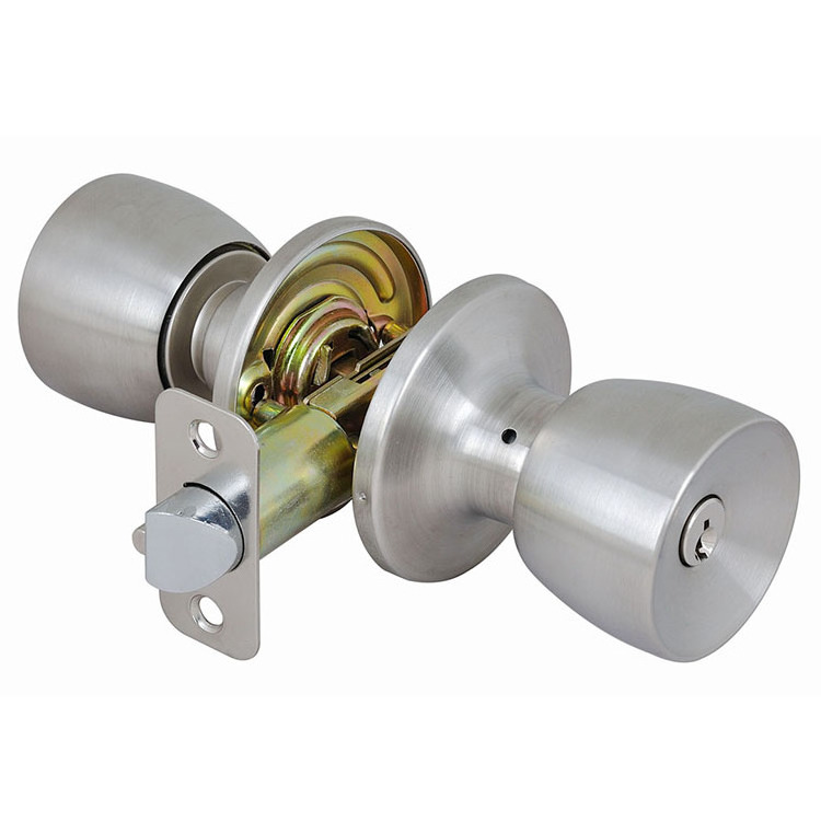 Door Lock OEM Factory Satin Stainless Steel KW1 OR SC1 Keyway Tubular Knob Lock Keyed Entry Knobset