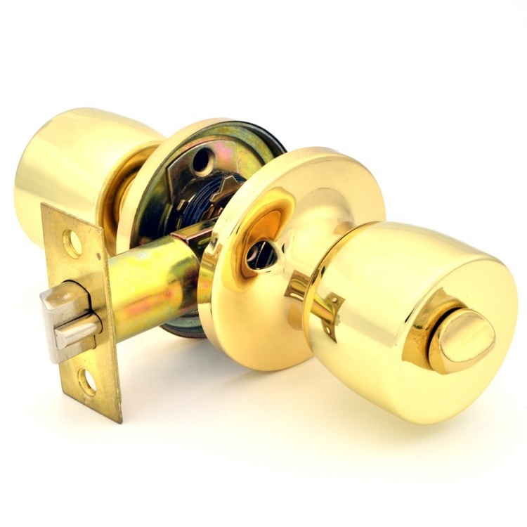 Over 200000 Life Cycles Brass Residential Door Knob Lock Bell Ball Style Entrance Tubular Knobset