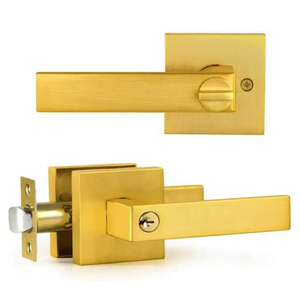 Luxury door lock high quality modern square golden door handle interior