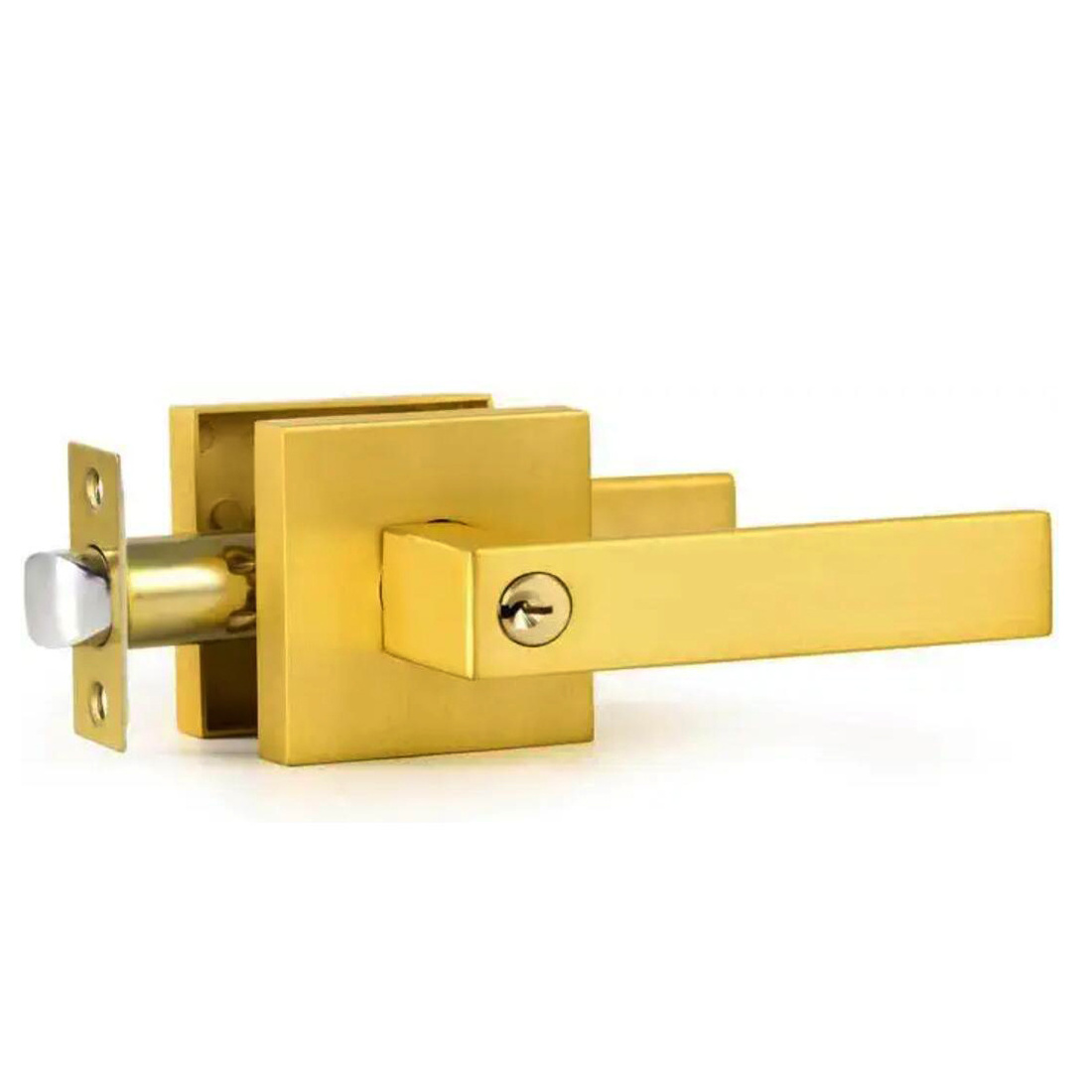 Luxury door lock high quality modern square golden door handle interior