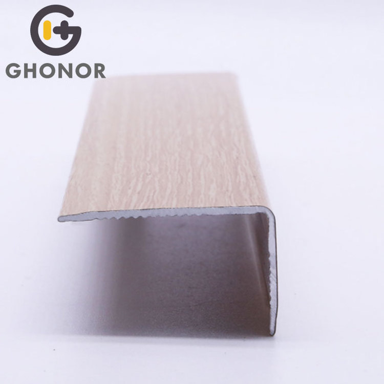 Customizable Aluminum Profile Wood Grain V Angle Stair Nosing