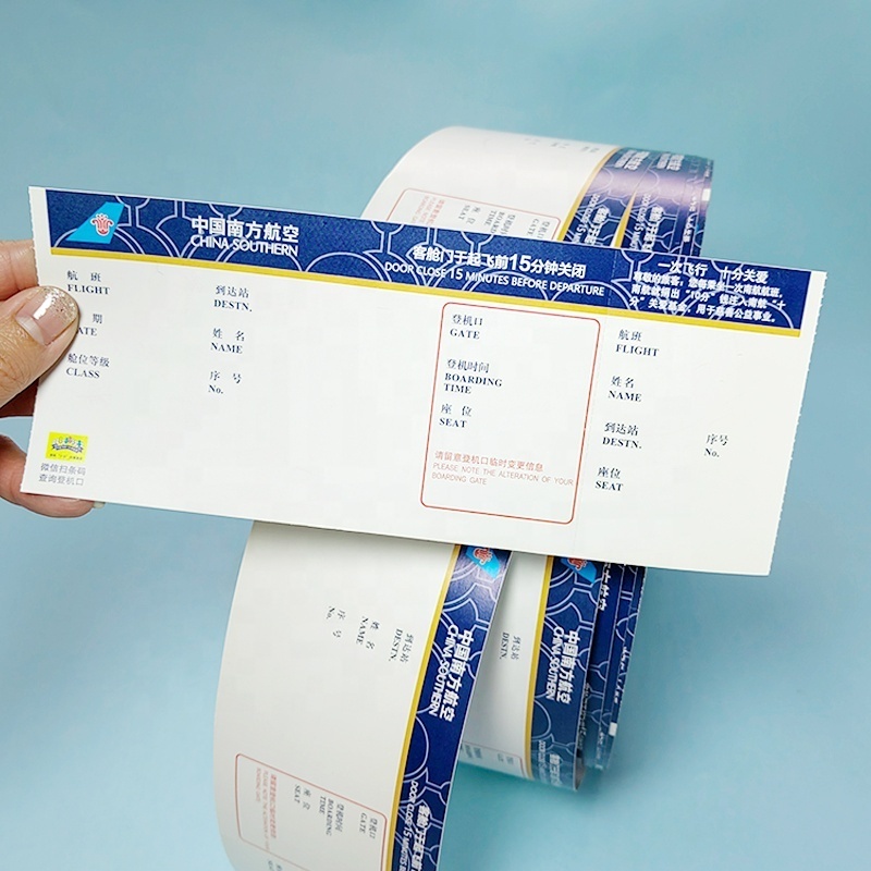 Wholesale International thermal boarding pass printing Airline flight tickets Blank Thermal Printing Paper