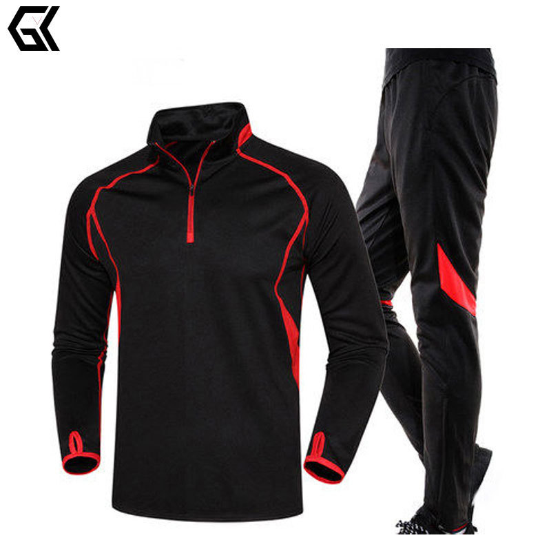 Custom Logo Street Wear Overall Men 2 Piece Track Suit Fashion High Quality Red Black Zipper Sports Wear Tracksuit Comfortable