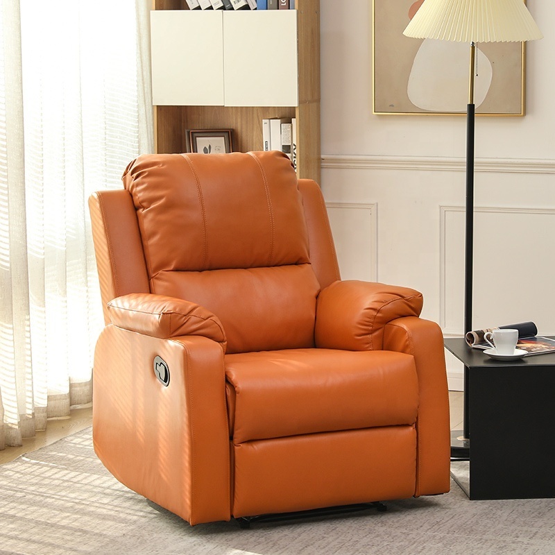 European luxury orange leisure electric recliner, multifunctional massage recliner sofa