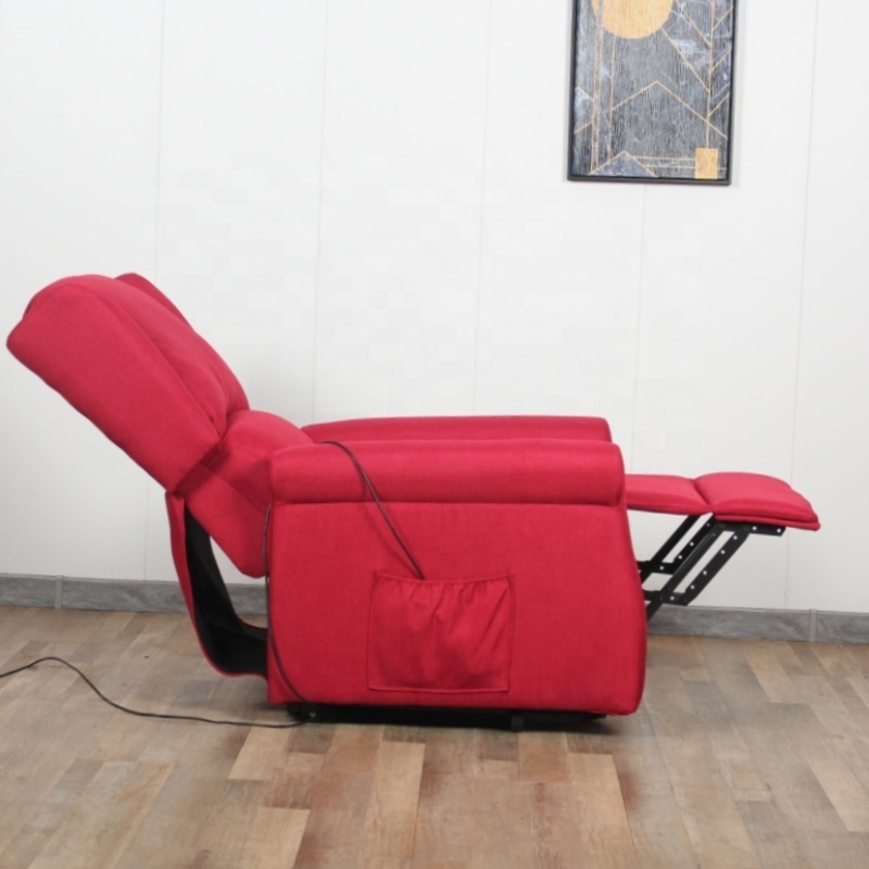 Modern and atmospheric red linen fabric recliner chair, single person manual multifunctional massage recliner sofa