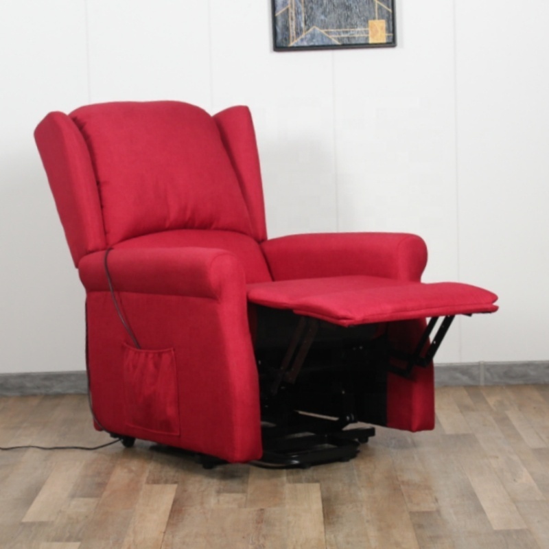 Modern and atmospheric red linen fabric recliner chair, single person manual multifunctional massage recliner sofa