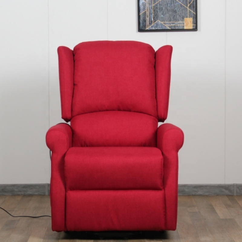 Modern and atmospheric red linen fabric recliner chair, single person manual multifunctional massage recliner sofa