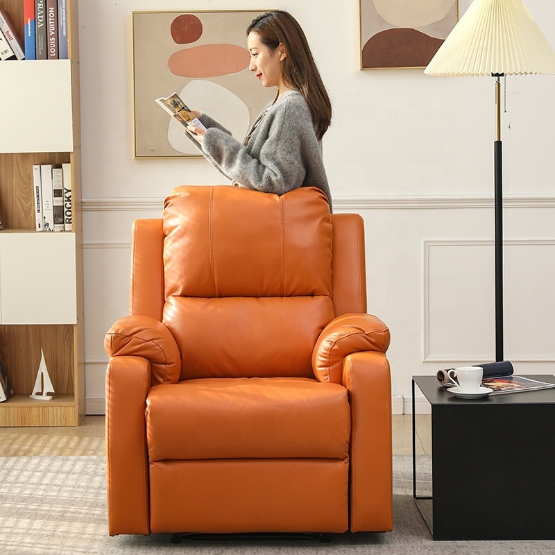 European luxury orange leisure electric recliner, multifunctional massage recliner sofa