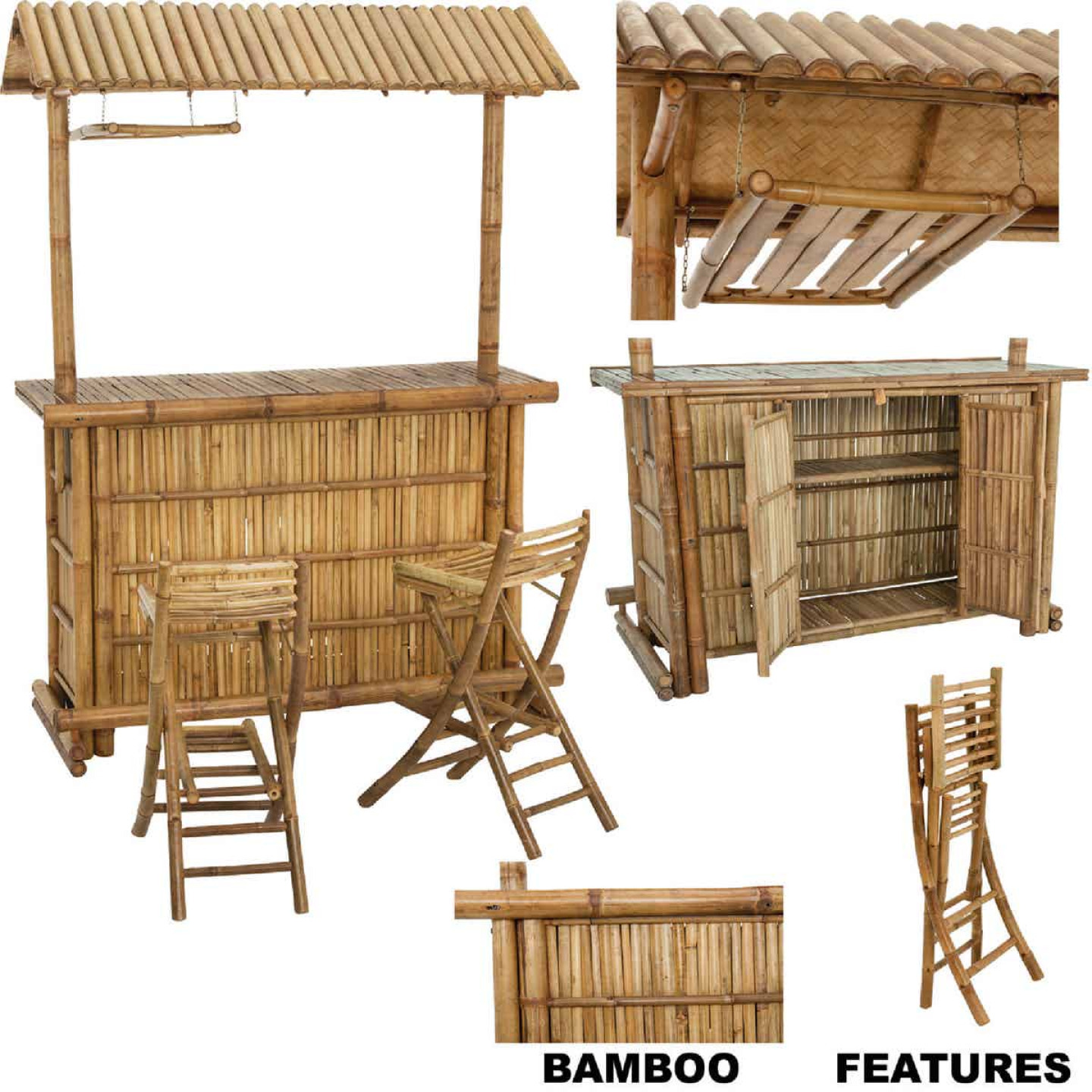 Other outdoor funiture Bamboo tiki bar Leaf Umbrella for beach