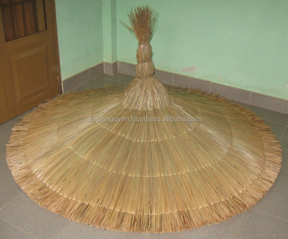 VIET NAM THATCH COVER UMBRELLA - SEAGRASS UMBRELLA COVER WITH TABLE SETS FOR BEACH