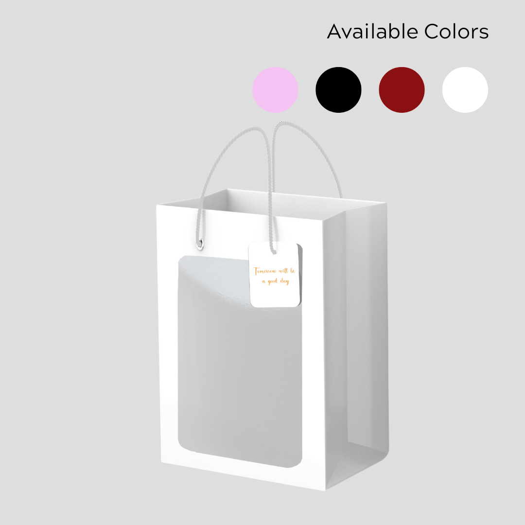 Gift paper bag Paper bag with window Recycled Material Flower And Packaging Soft Rope Handle Custom Colors