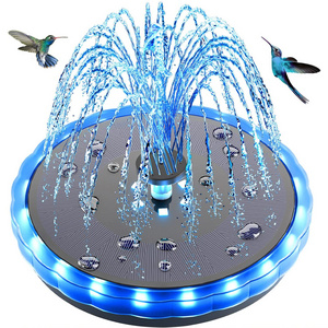 4W 4000mAh Battery Color LED Lights Outdoor Solar Fountain Pump with 7 Nozzles and 4 Fixers for Garden Pool Pond Decoration