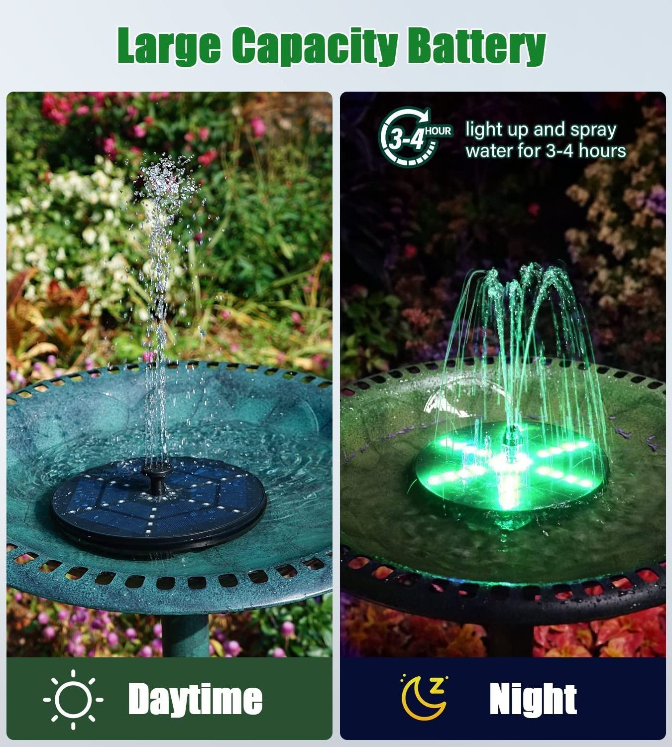 Creative Solar Fountain Water Pump with 7 Nozzles and 4 Fixers for Garden Pond Pool 4W Bird Bath Fountains and 30 LED Lights