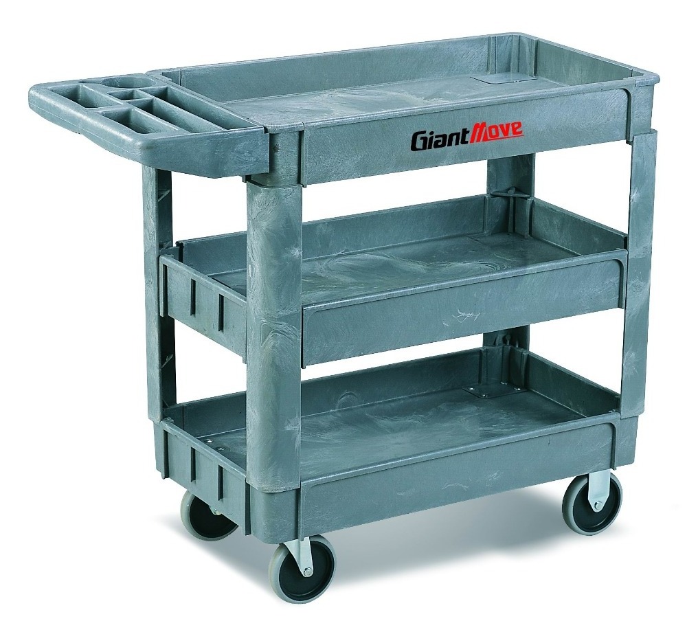 Multifunction Industrial 2 Shelf Heavy Duty Rolling Storage Plastic Service Utility Cart