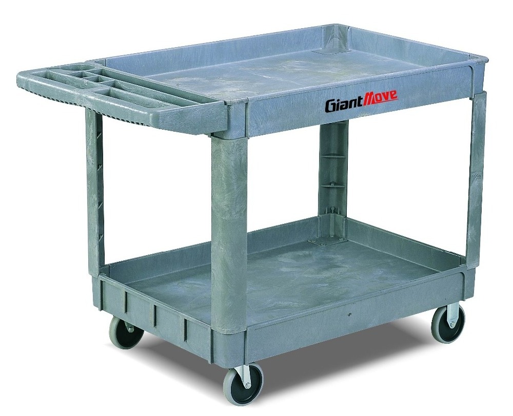 Multifunction Industrial 2 Shelf Heavy Duty Rolling Storage Plastic Service Utility Cart