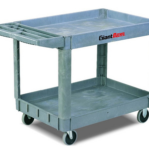 Multifunction Industrial 2 Shelf Heavy Duty Rolling Storage Plastic Service Utility Cart