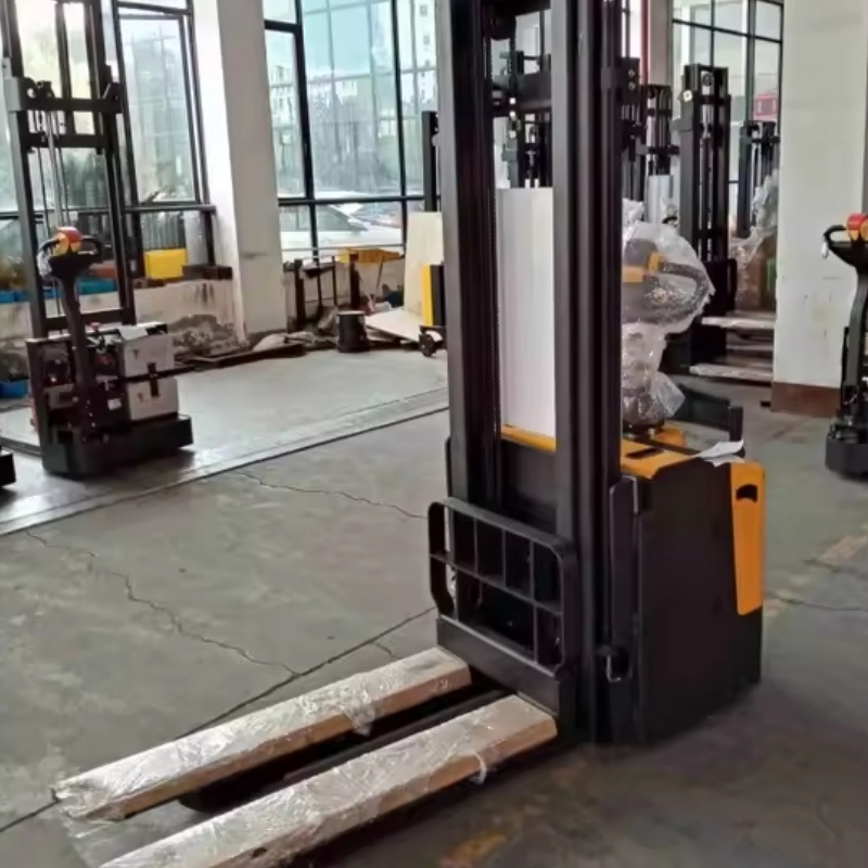 Hot Selling Min. Lifting Height 90mm 1T Full Electric Pallet Stacker Truck Forklift Electric Self Lifting Stacker