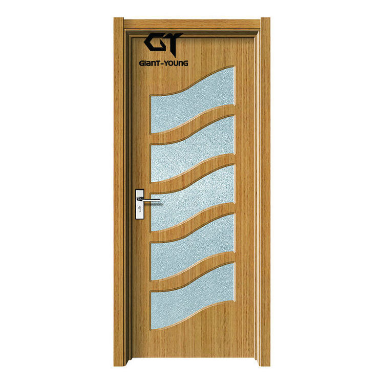 Hot Sell French Style Design Composite PVC Interior Wooden Door MDF Internal Door With Glass