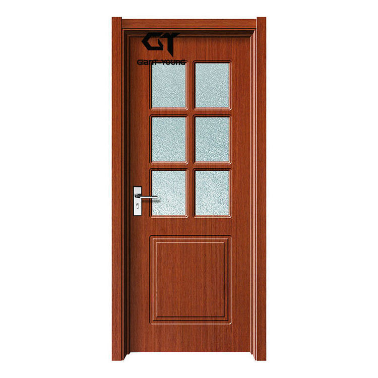 Hot Sell French Style Design Composite PVC Interior Wooden Door MDF Internal Door With Glass