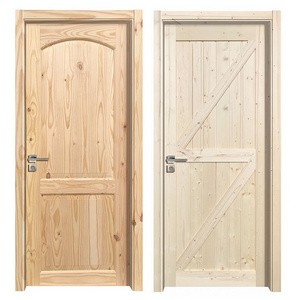 Panel Raw Wooden Doors Interior Design Room And Corridor Composite Refine Pine Solid Wood Door