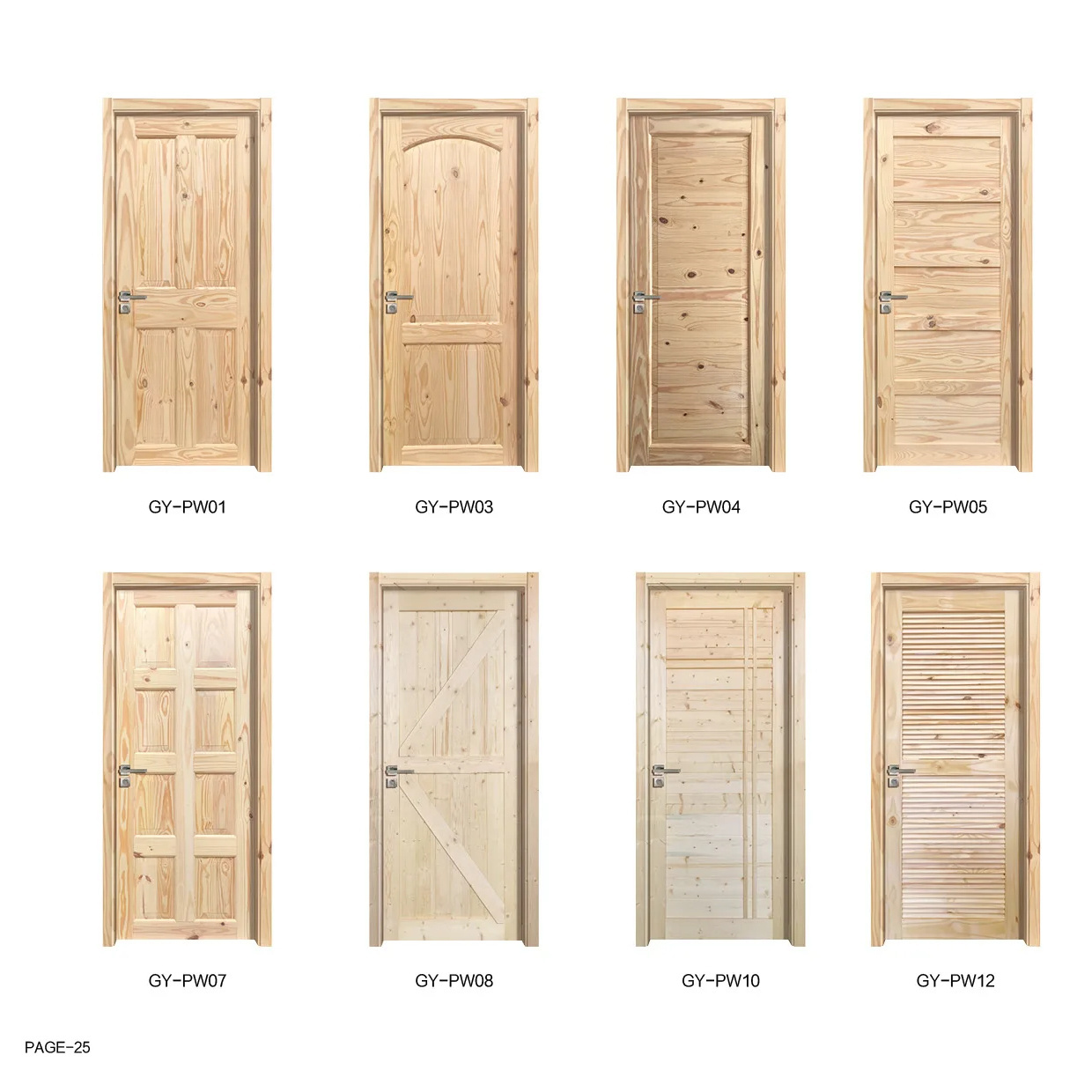 Panel Raw Wooden Doors Interior Design Room And Corridor Composite Refine Pine Solid Wood Door