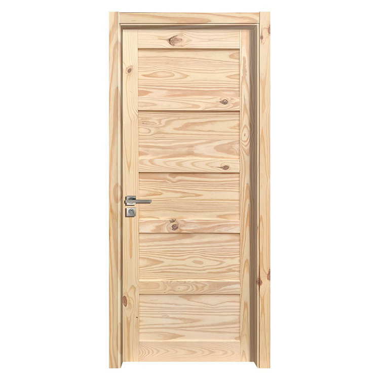 Panel Raw Wooden Doors Interior Design Room And Corridor Composite Refine Pine Solid Wood Door